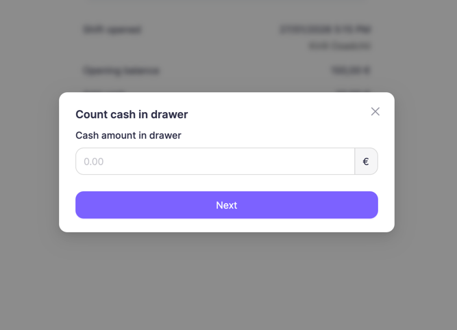 Count cash in drawer