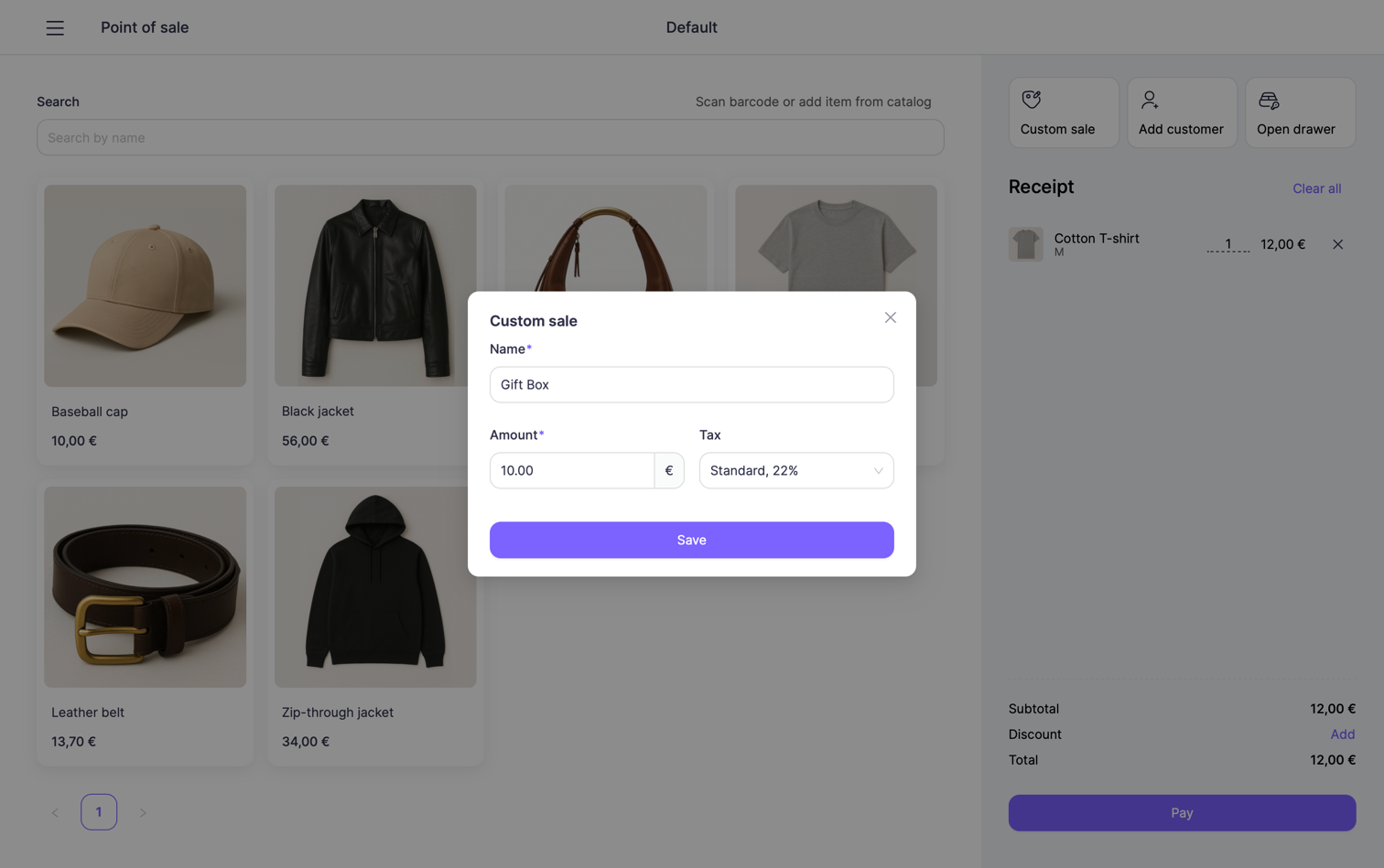Custom sale modal