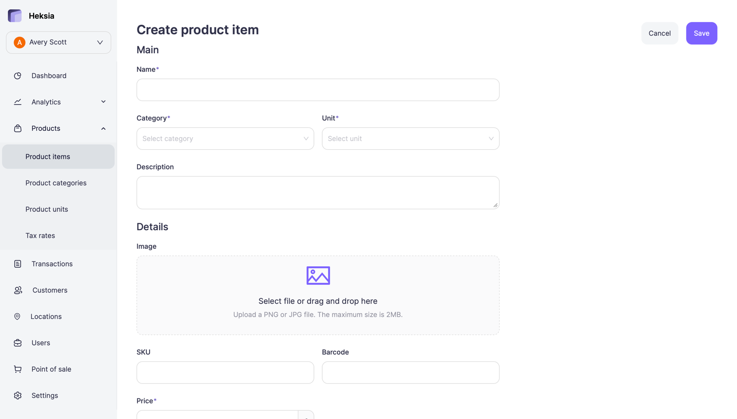 Create product item